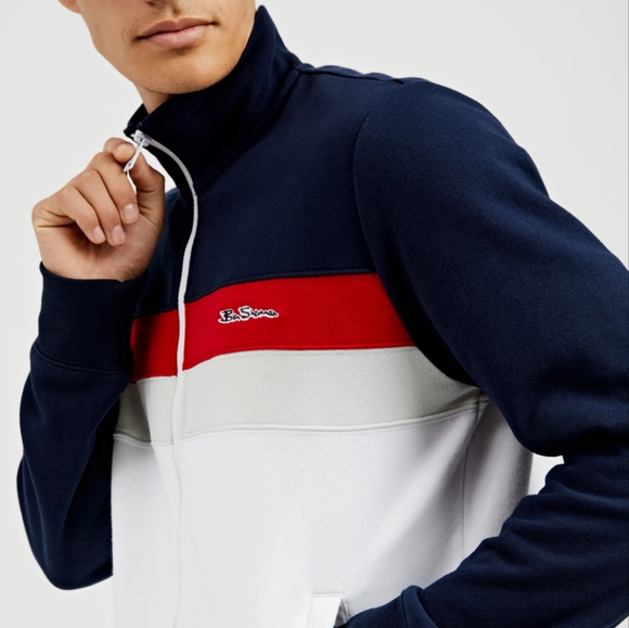 Ben Sherman Zip through Retro track Suit Red White Blue USA Sweatshirt jacket